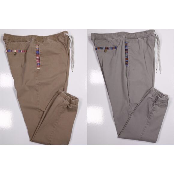 Wowie Lot of 2 Joggers Men's Large Aztec Trim Cotton Tapered Gobi - Picture 1 of 13